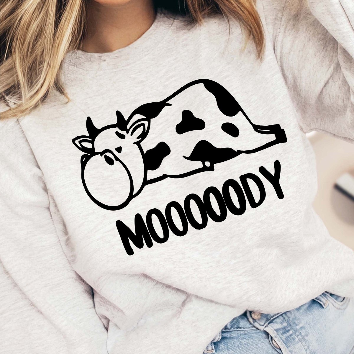Mooooody Cow Crewneck Wholesale Sweatshirt - Limeberry Designs