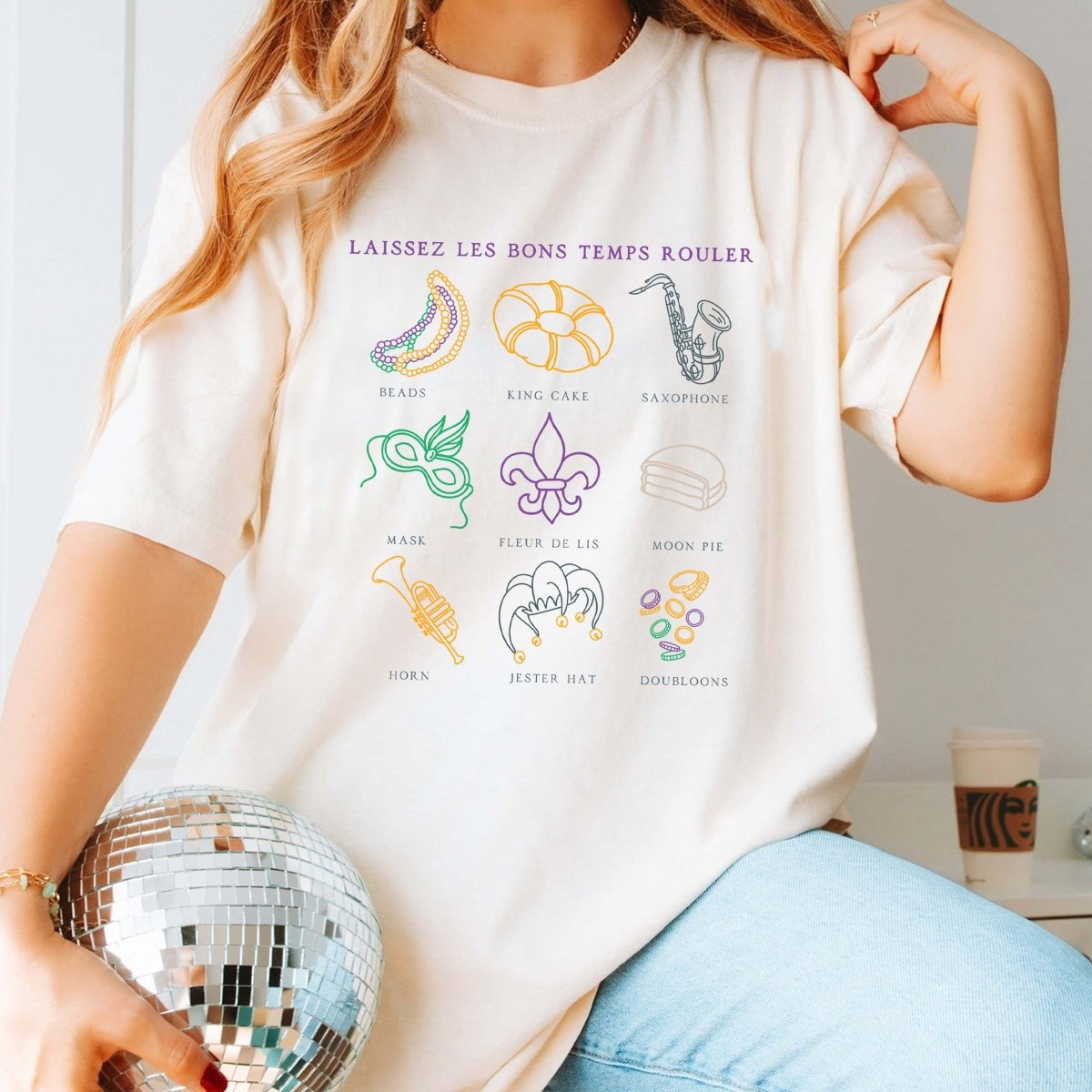 My Favorite Mardi Gras Collage Comfort Color Tee - Limeberry Designs