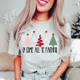 O Come All Ye Faithful Trees Tee - Limeberry Designs