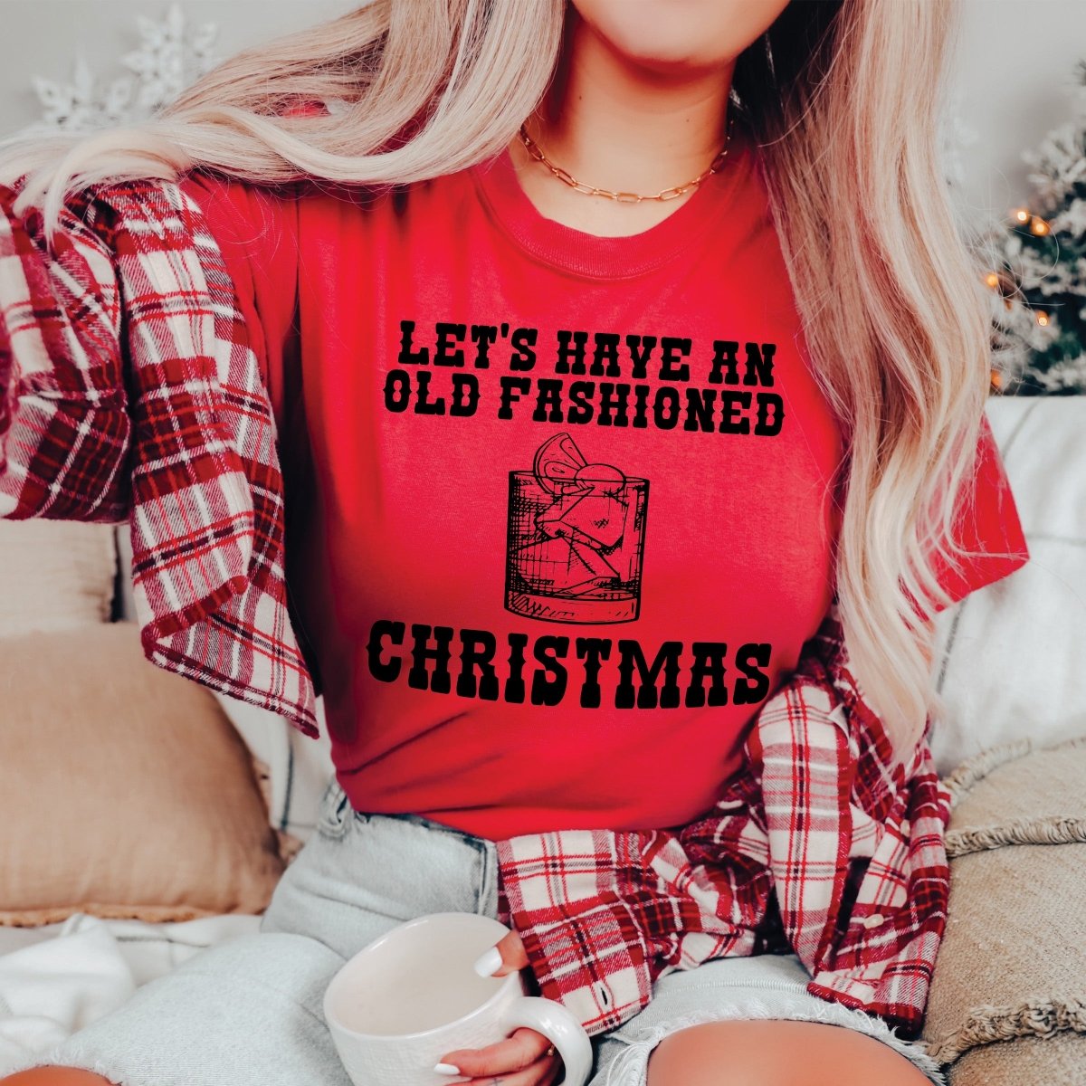 Old Fashion Christmas Drink - Bella Graphic Wholesale Tee - Limeberry Designs