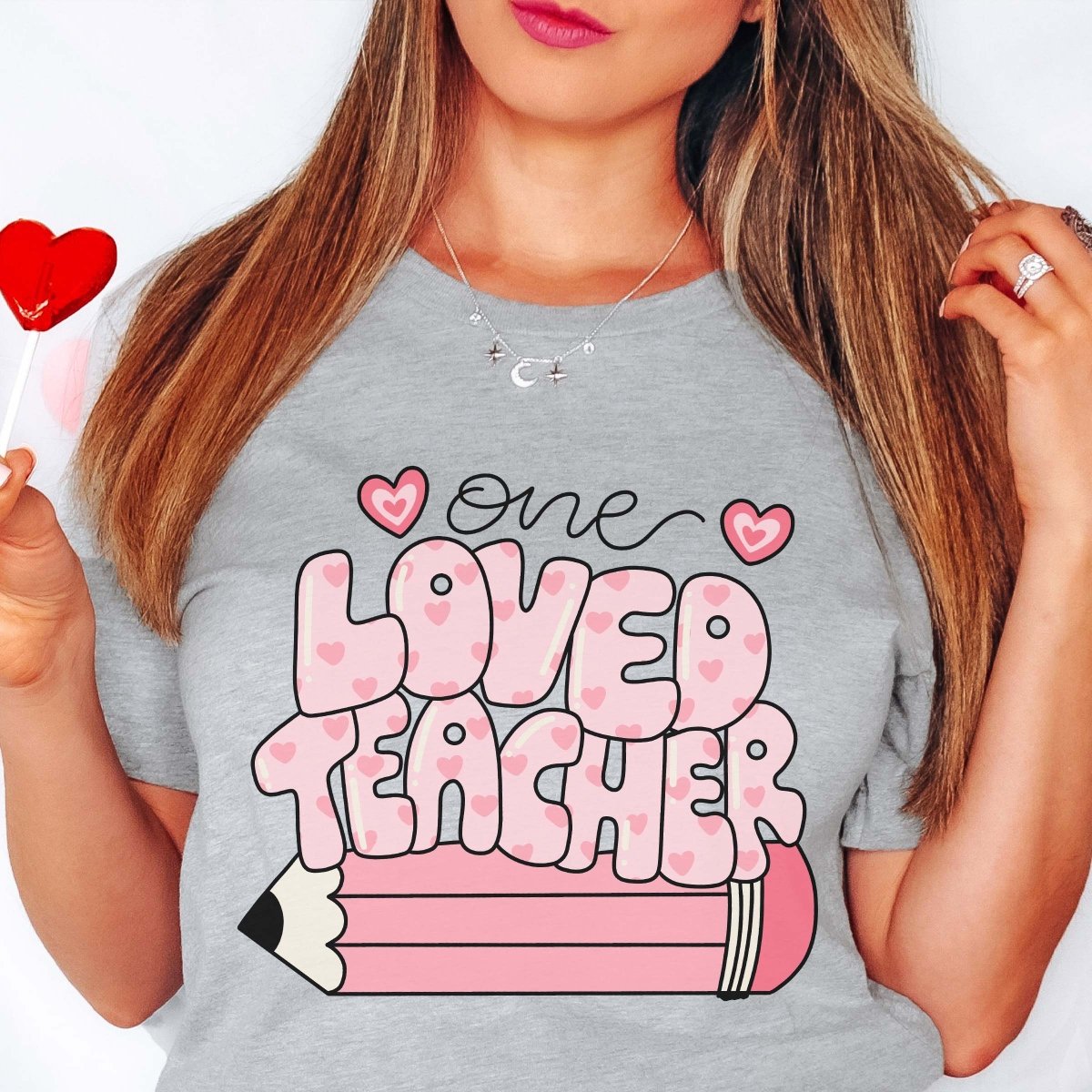 One Loved Teacher With Pencil Tee - Limeberry Designs