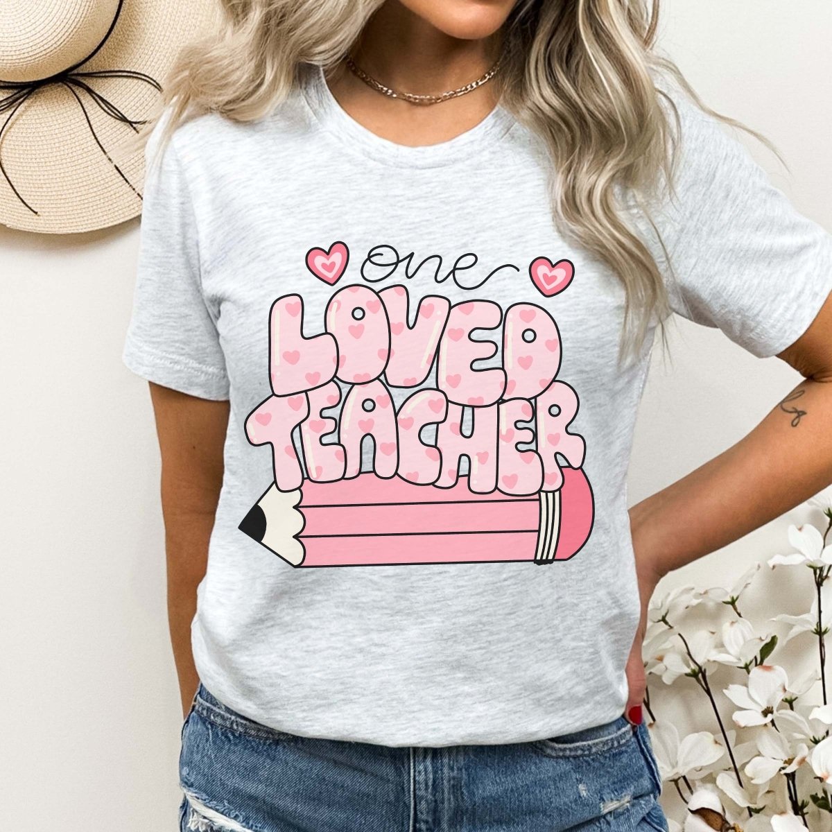One Loved Teacher With Pencil Wholesale Tee - Limeberry Designs