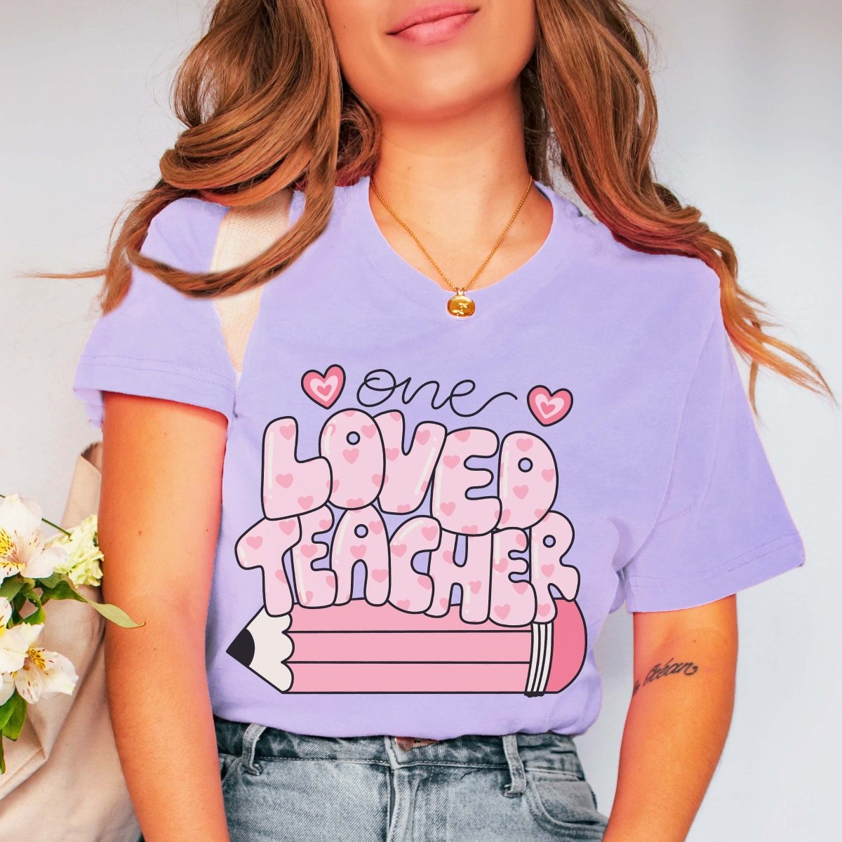 One Loved Teacher With Pencil Wholesale Tee - Limeberry Designs