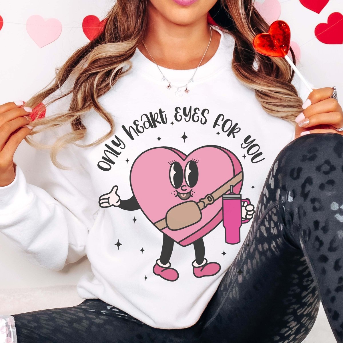 Love Stacked Hearts Crew Sweatshirt - Limeberry Designs T-Shirt Retail