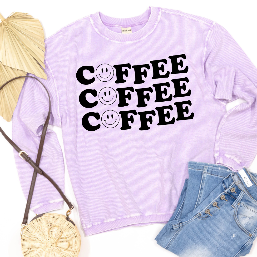 Coffee Smiley Face -Corded Crew - Limeberry Designs