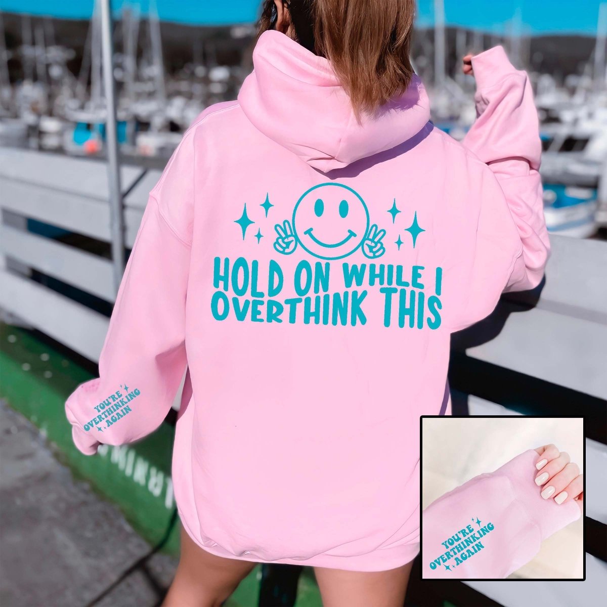 Overthinking Hoodie With Sleeve Design - Limeberry Designs