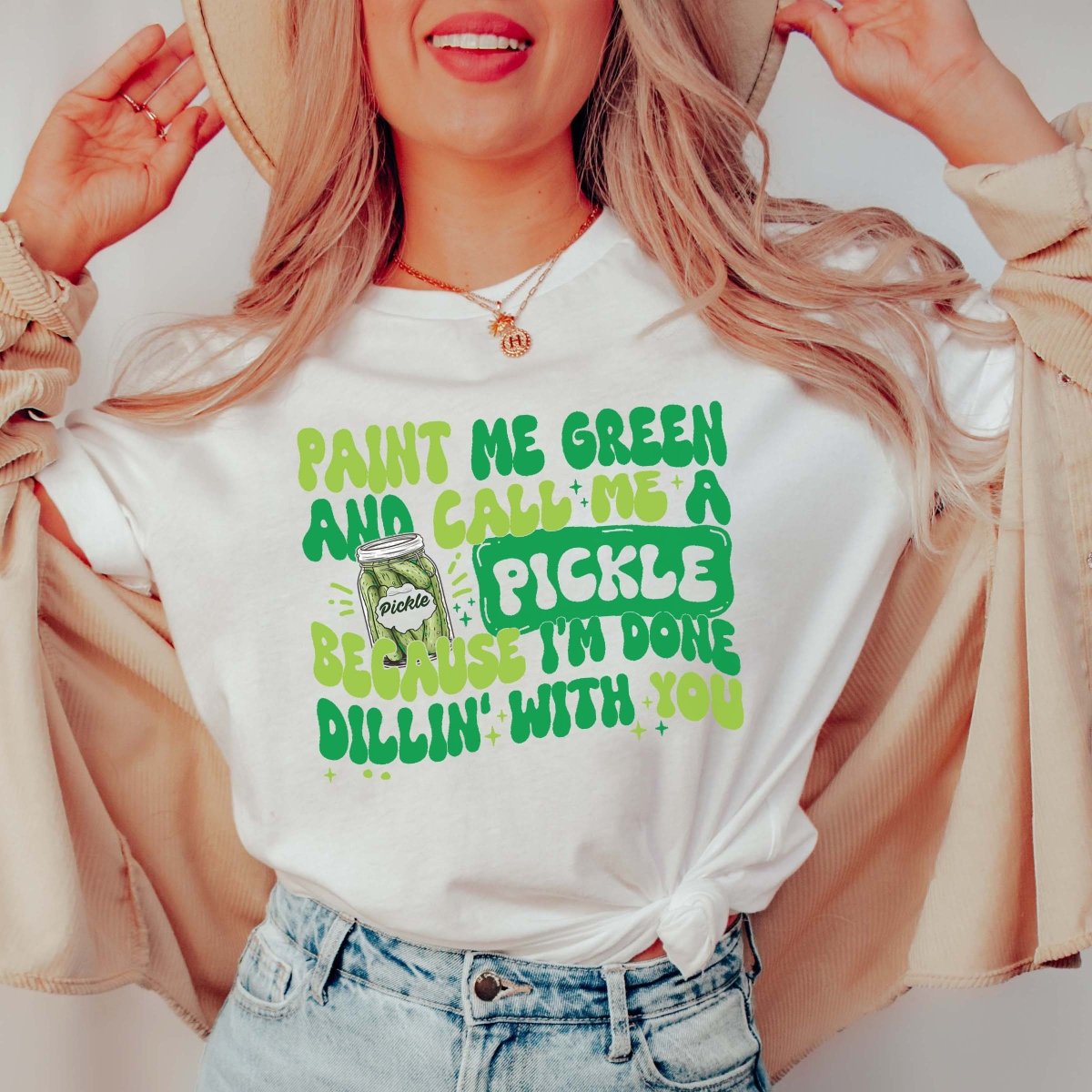 Paint Me Green Retro Pickle Bella Graphic Tee - Limeberry Designs