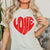 Red LOVE Distressed Heart Comfort Color Tee - Limeberry Designs