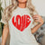 Red LOVE Distressed Heart Wholesale Comfort Color Tee - Limeberry Designs