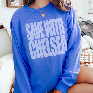 Save With Chelsea Beachy Comfort Color Sweatshirt - Limeberry Designs