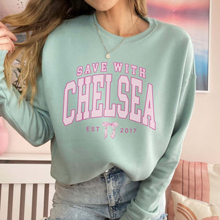 Save With Chelsea Bow Bella Sweatshirt - Limeberry Designs