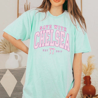 Save With Chelsea Bow Tee - Limeberry Designs