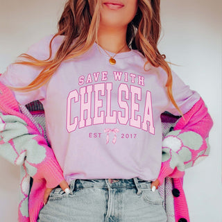 Save With Chelsea Bow Tee - Limeberry Designs