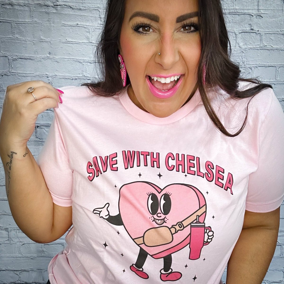 Save With Chelsea Heart Tee - Limeberry Designs