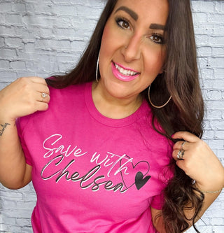 Save With Chelsea Script Tee - Limeberry Designs