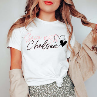 Save With Chelsea Script Tee - Limeberry Designs