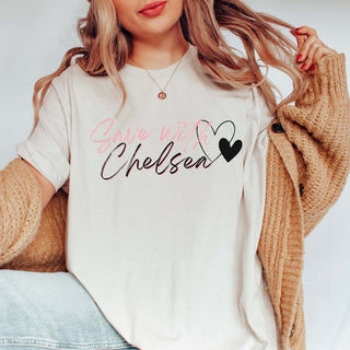 Save With Chelsea Script Tee - Limeberry Designs