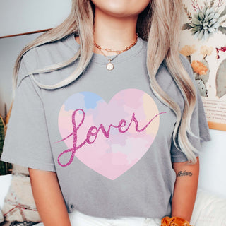 Script Lover Heart Comfort Color Tee - Limeberry Designs