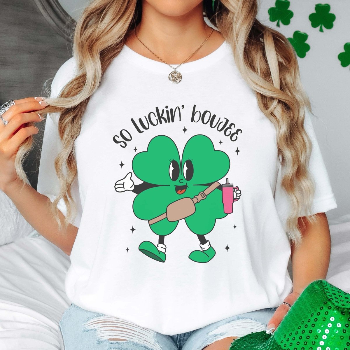 So Luckin Boujee Clover Tee - Limeberry Designs
