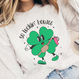 So Luckin Boujee Clover Wholesale Crew Sweatshirt - Limeberry Designs