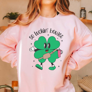 So Luckin Boujee Clover Wholesale Crew Sweatshirt - Limeberry Designs