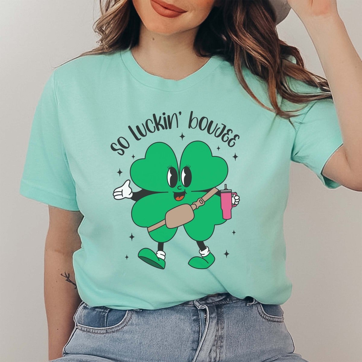 So Luckin Boujee Clover Wholesale Tee - Limeberry Designs