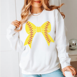 Softball Large Bow Sweatshirt - Limeberry Designs