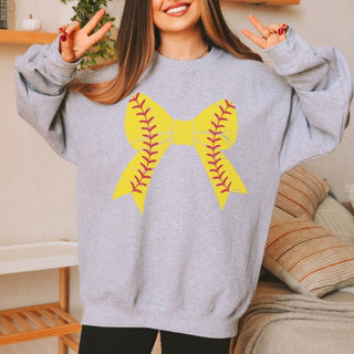 Softball Large Bow Sweatshirt - Limeberry Designs