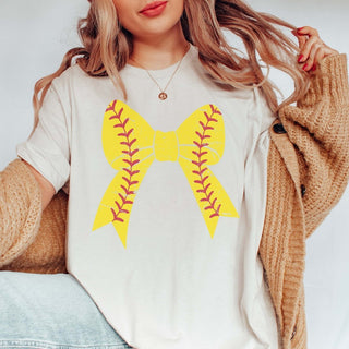 Softball Large Bow Tee - Limeberry Designs