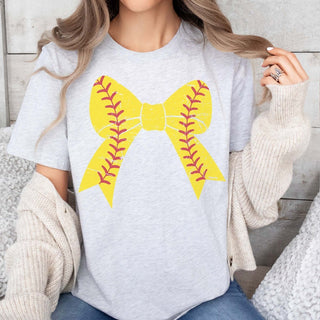 Softball Large Bow Tee - Limeberry Designs