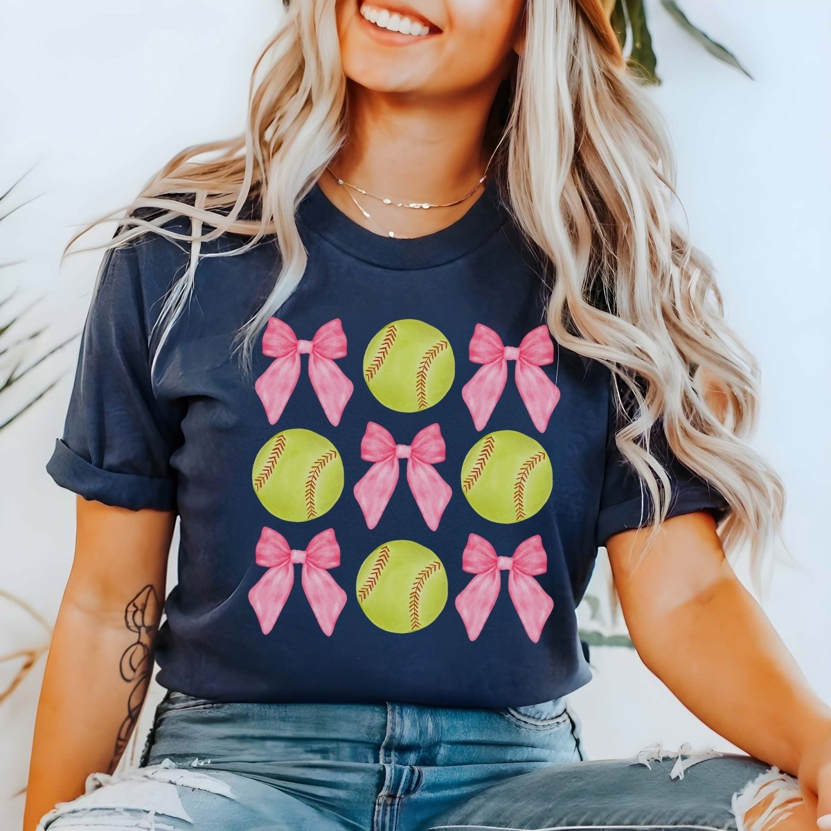 Softballs And Bows Collage Tee - Limeberry Designs