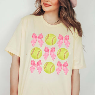 Softballs And Bows Collage Tee - Limeberry Designs
