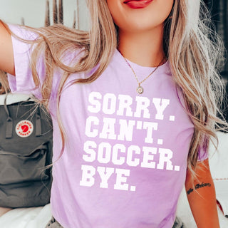Sorry Can't Soccer Bye White Tee - Limeberry Designs