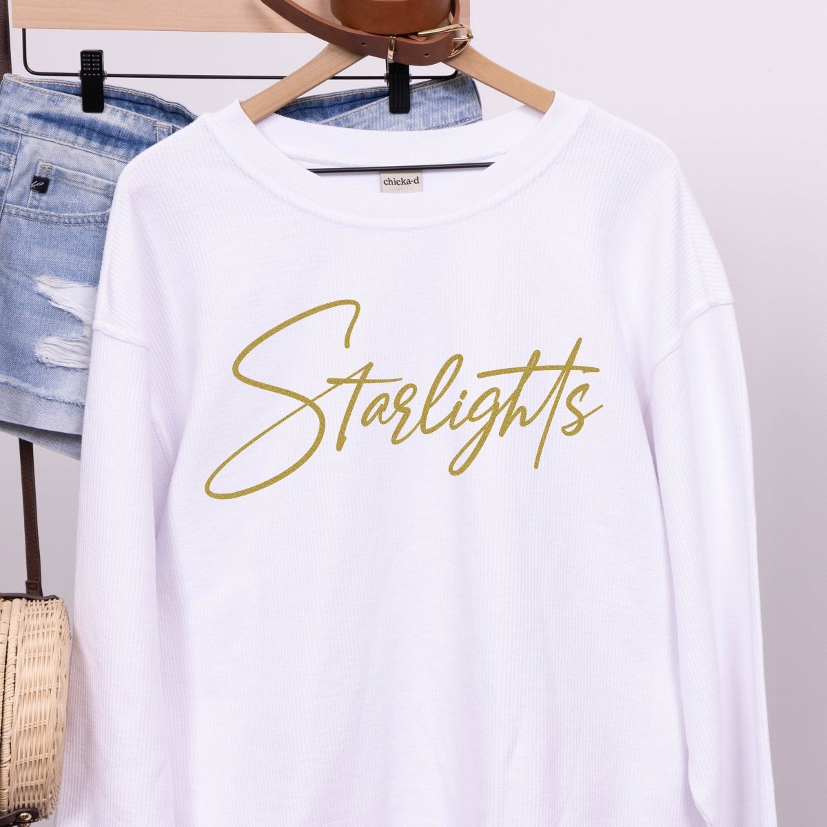 Starlights Gold Script Corded Crew Sweatshirt - Limeberry Designs