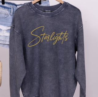 Starlights Gold Script Corded Crew Sweatshirt - Limeberry Designs