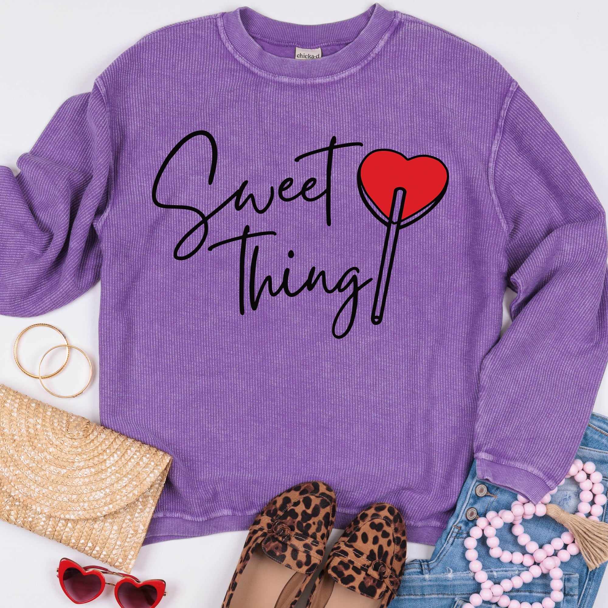 Sweet Thing Heart Wholesale Corded Crew - Limeberry Designs