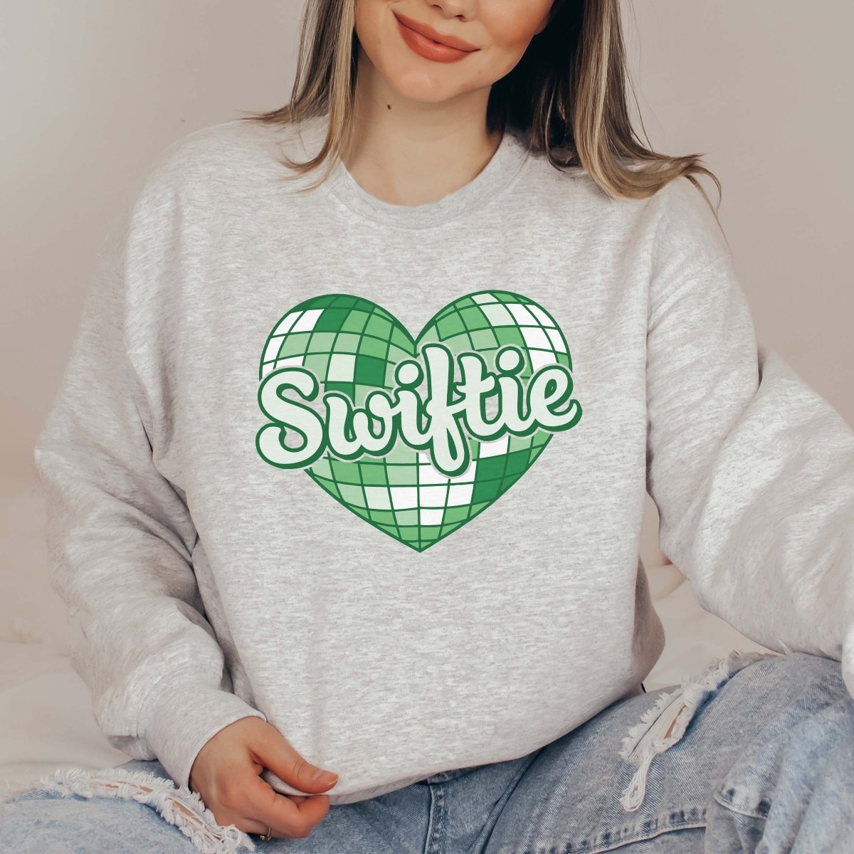 Swiftie Green Disco Heart Sweatshirt - Limeberry Designs