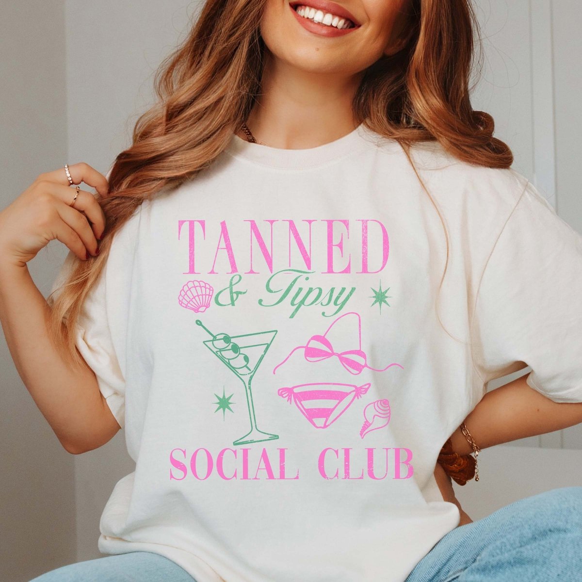 Tanned And Tipsy Social Club Tee - Limeberry Designs