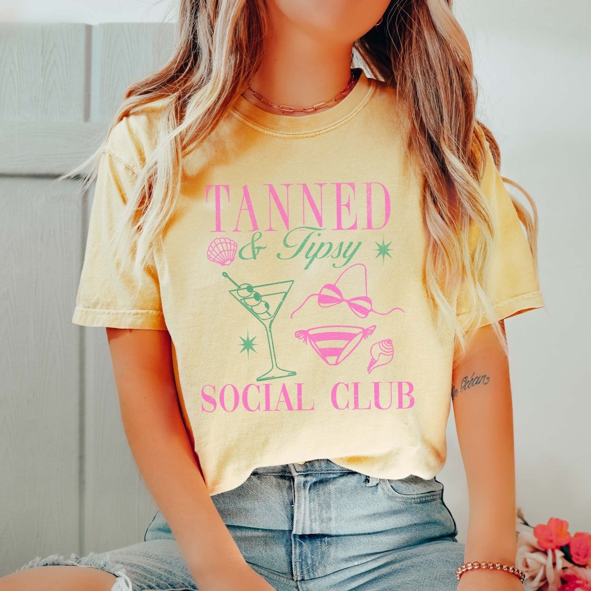 Tanned And Tipsy Social Club Tee - Limeberry Designs
