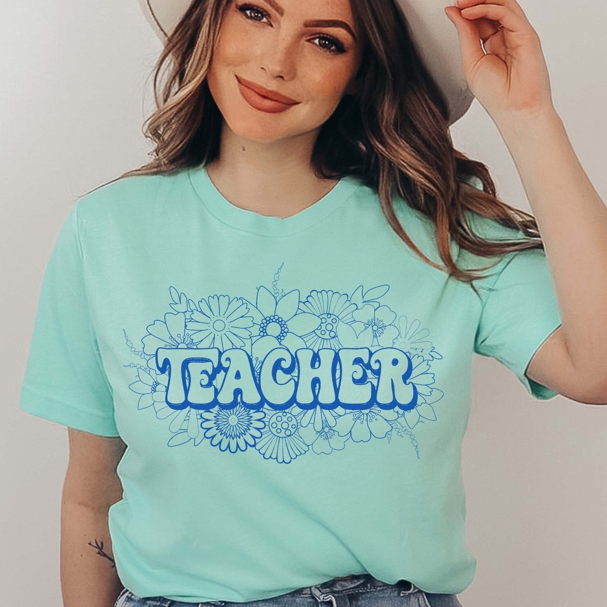 Teacher Floral Retro Tee - Limeberry Designs