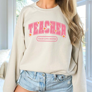 Teacher Floral Wholesale Crew Sweatshirt - Limeberry Designs