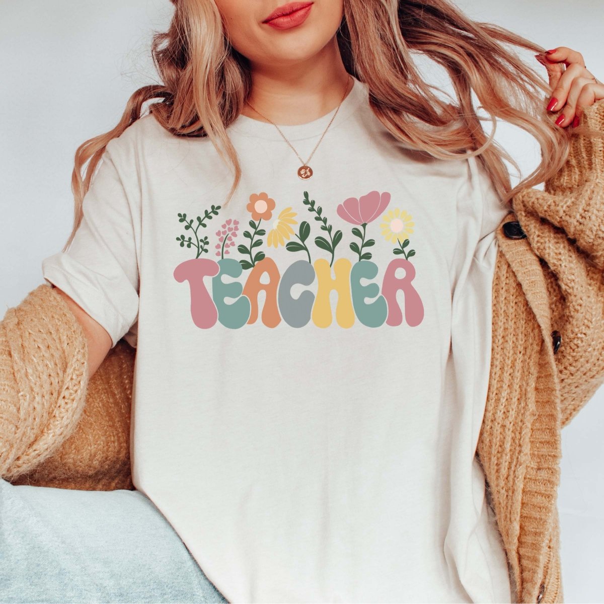 Teacher Pastel Flowers Wholesale Tee - Limeberry Designs