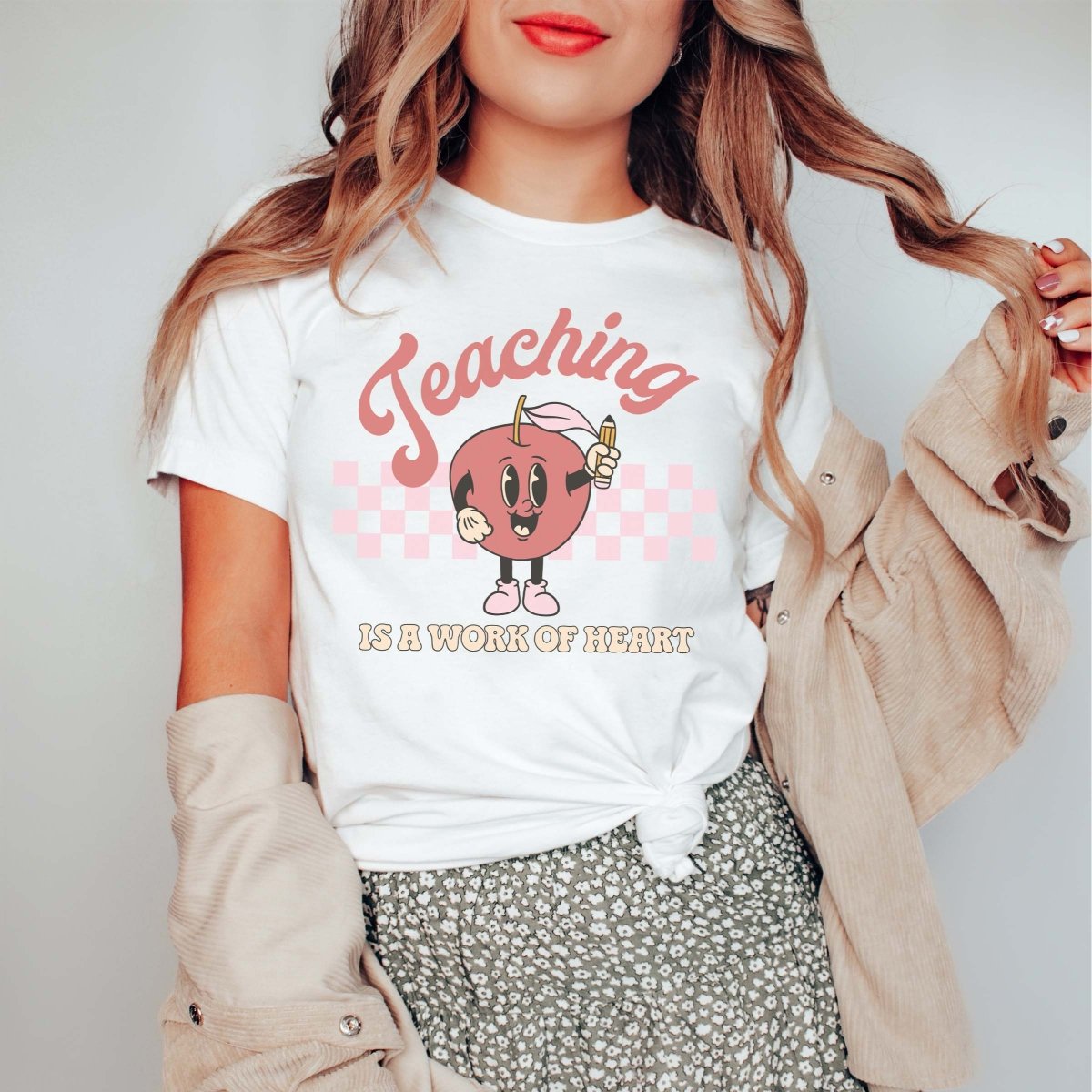 Teaching is a Work of Heart Apple Tee - Limeberry Designs