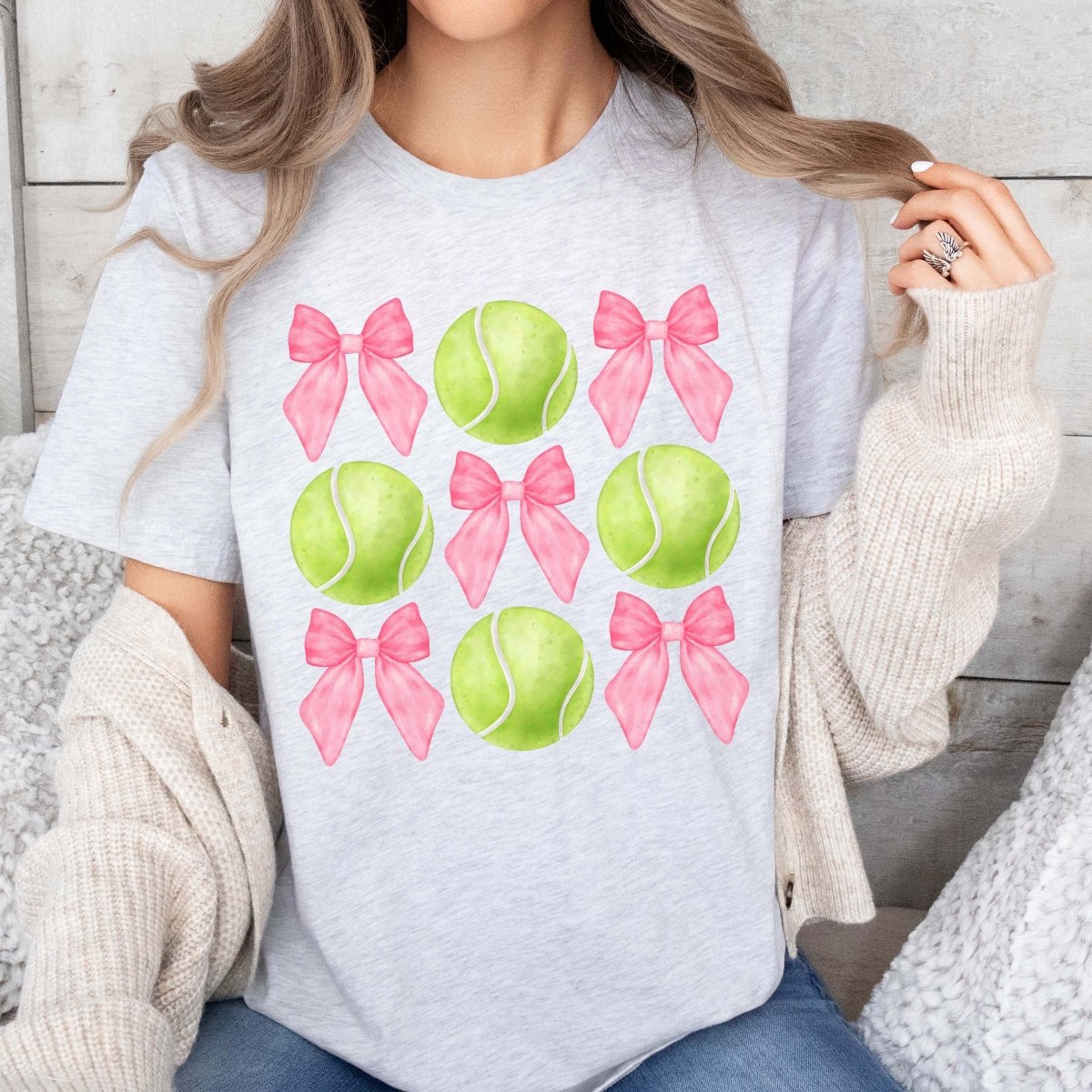 Tennis And Bows Collage Tee - Limeberry Designs