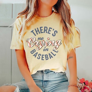 There's No Crying In Baseball Stitching Comfort Color Tee - Limeberry Designs