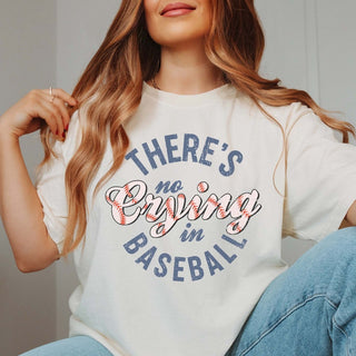 There's No Crying In Baseball Stitching Comfort Color Tee - Limeberry Designs