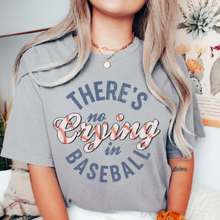 There's No Crying In Baseball Stitching Comfort Color Tee - Limeberry Designs