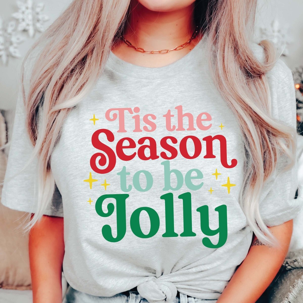Tis the Season to be Jolly Colorful Bella Graphic Wholesale Tee - Limeberry Designs