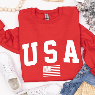 USA Flag White Wholesale Crew - Limeberry Designs