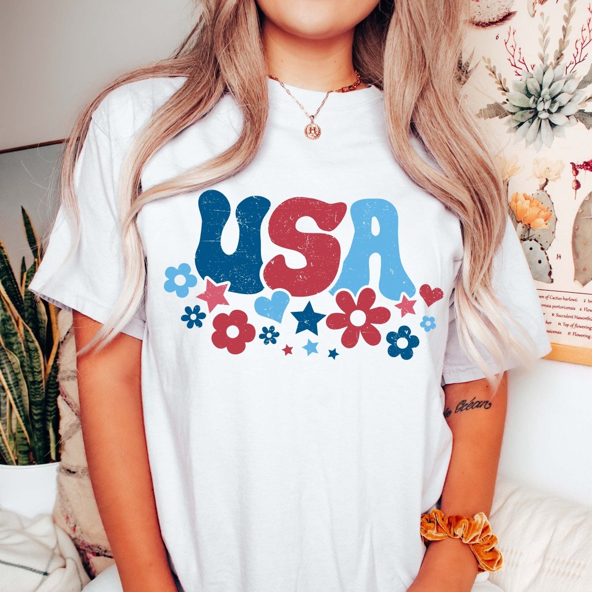 USA flowers Comfort Color Tee - Limeberry Designs